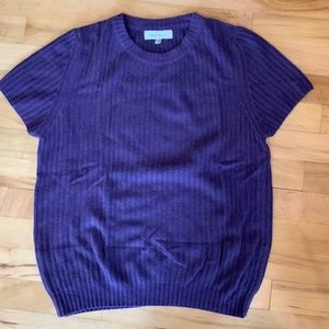 Purple cashmere Elliot Mann short sleeved ribbed crew neck sweater S